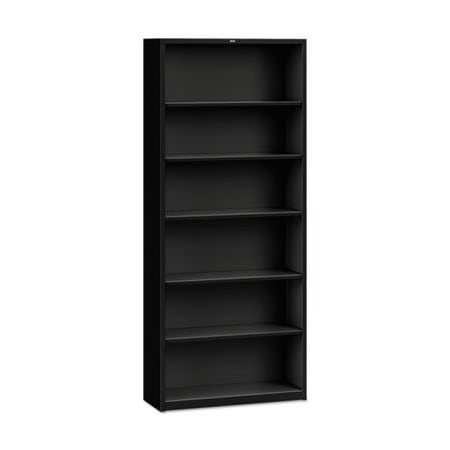 Hon HON, Metal Bookcase, Six-Shelf, 34-1/2w X 12-5/8d X 81-1/8h, Black S82ABCP